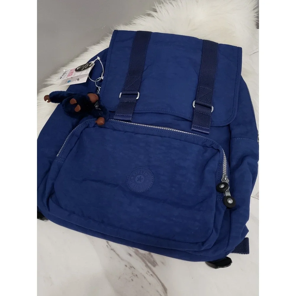 NEW Kipling‎ Odell Backpack Nylon Laptop Bag BP4043 solid ink navy blue